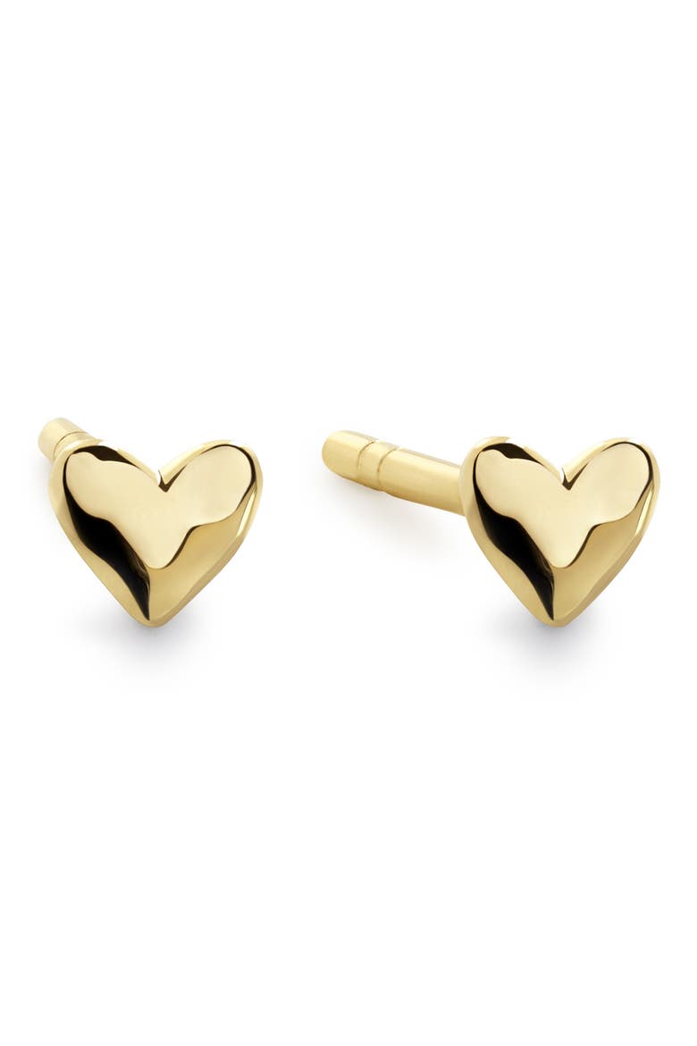 Mini Heart Stud Earrings, Main, color, 14K GOLD