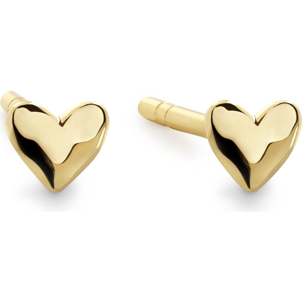 Monica Vinader Gold Mini Heart Stud Earrings In Gold