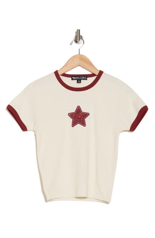 Shop Vinyl Icons Star Appliqué Charm Ringer T-shirt In Off White