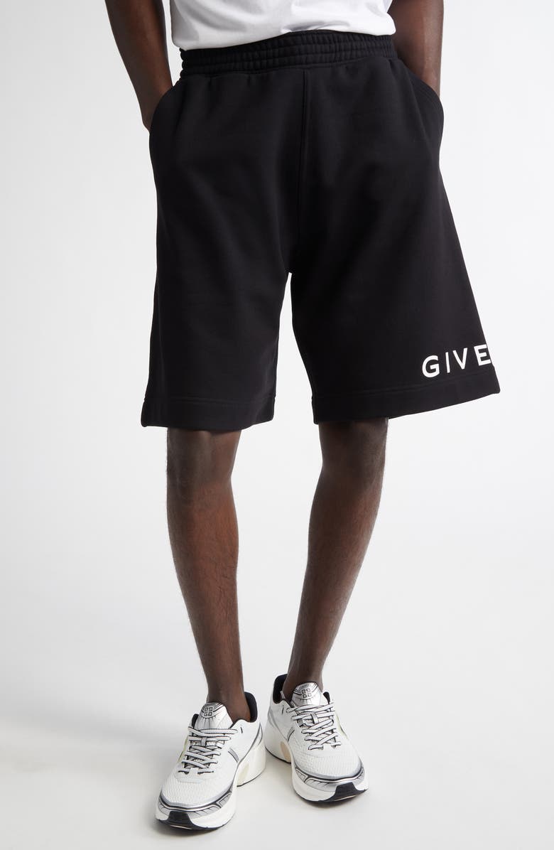 Givenchy Logo Boxy Fit Cotton Fleece Sweat Shorts, Main, color, 