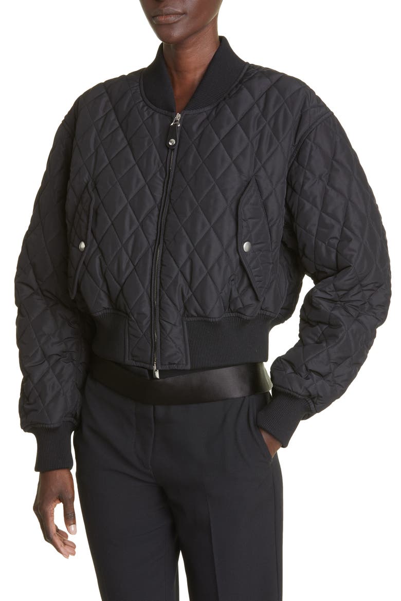 Quilted Recycled Polyester Bomber Jacket, Alternate, color, 1000 BLACK