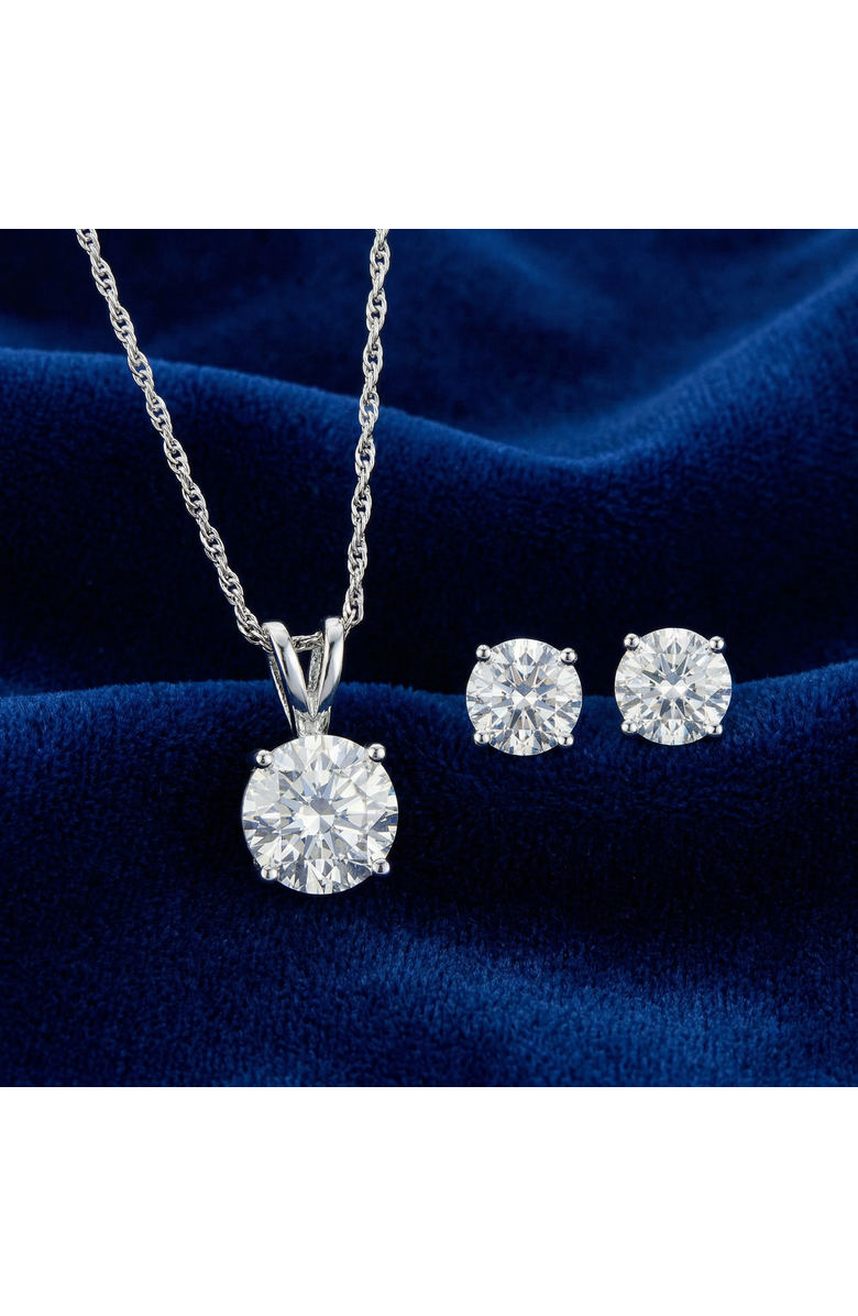 Bliss Diamond 1/2Ct TW Diamond Solitaire Necklace Studs Set 14K Gold Lab Grown, Alternate, color, White Gold