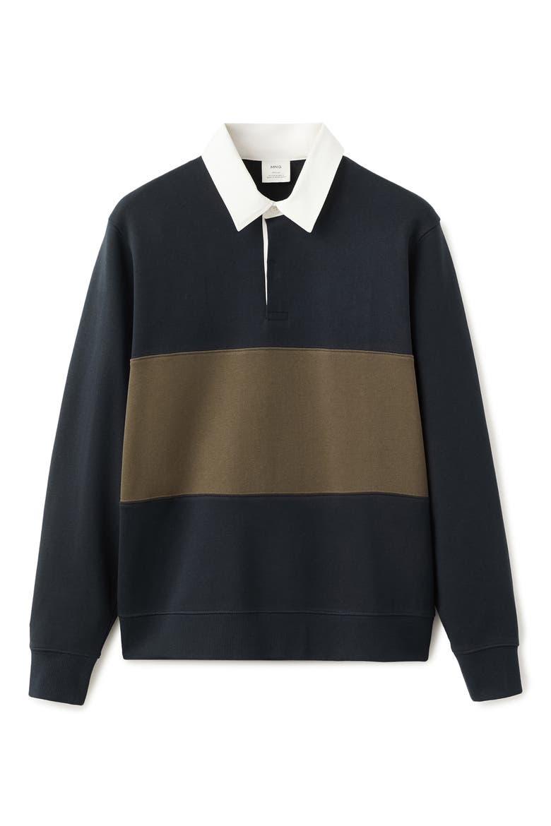 Cotton Polo Sweatshirt, Alternate, color, NAVY