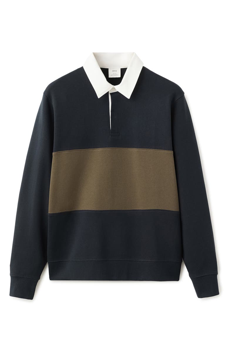 MANGO Cotton Polo Sweatshirt, Alternate, color, Navy