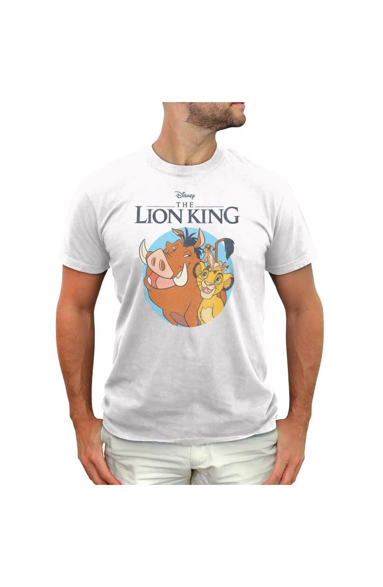 Lion King Men's Lion King Distressed Friends Badge  Graphic T-Shirt, Main, color, White