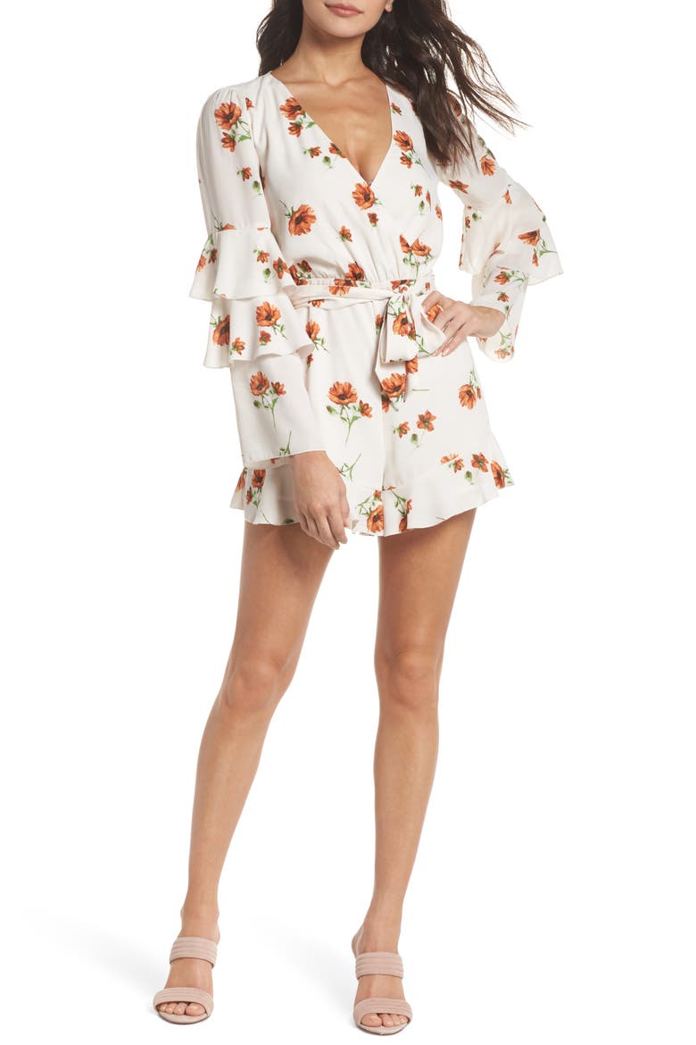 Silverlake Floral Ruffle Romper, Main, color, RUST FIELD FLOWERS