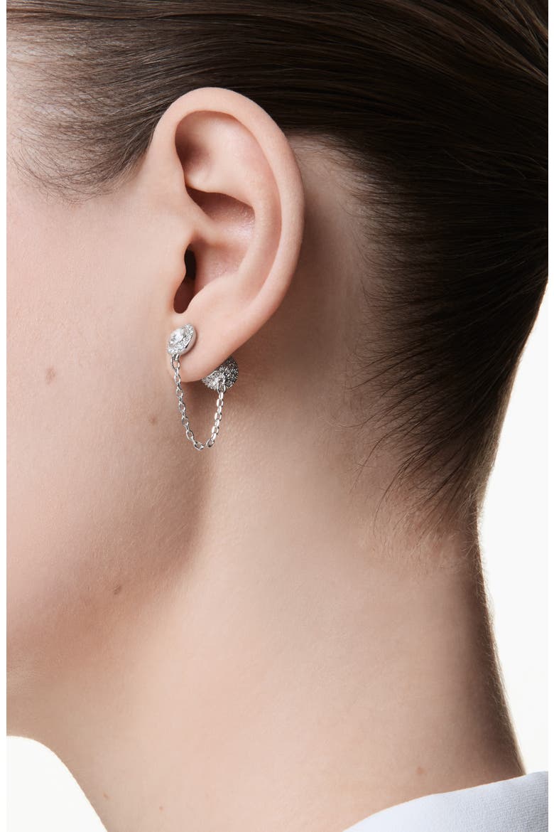 Una Linear Drop Earrings, Alternate, color, RHODIUM