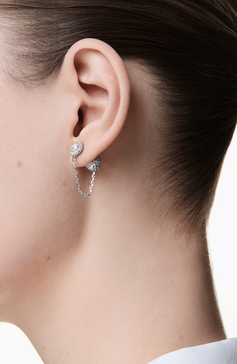 Swarovski Una Linear Drop Earrings, Alternate, color, Rhodium