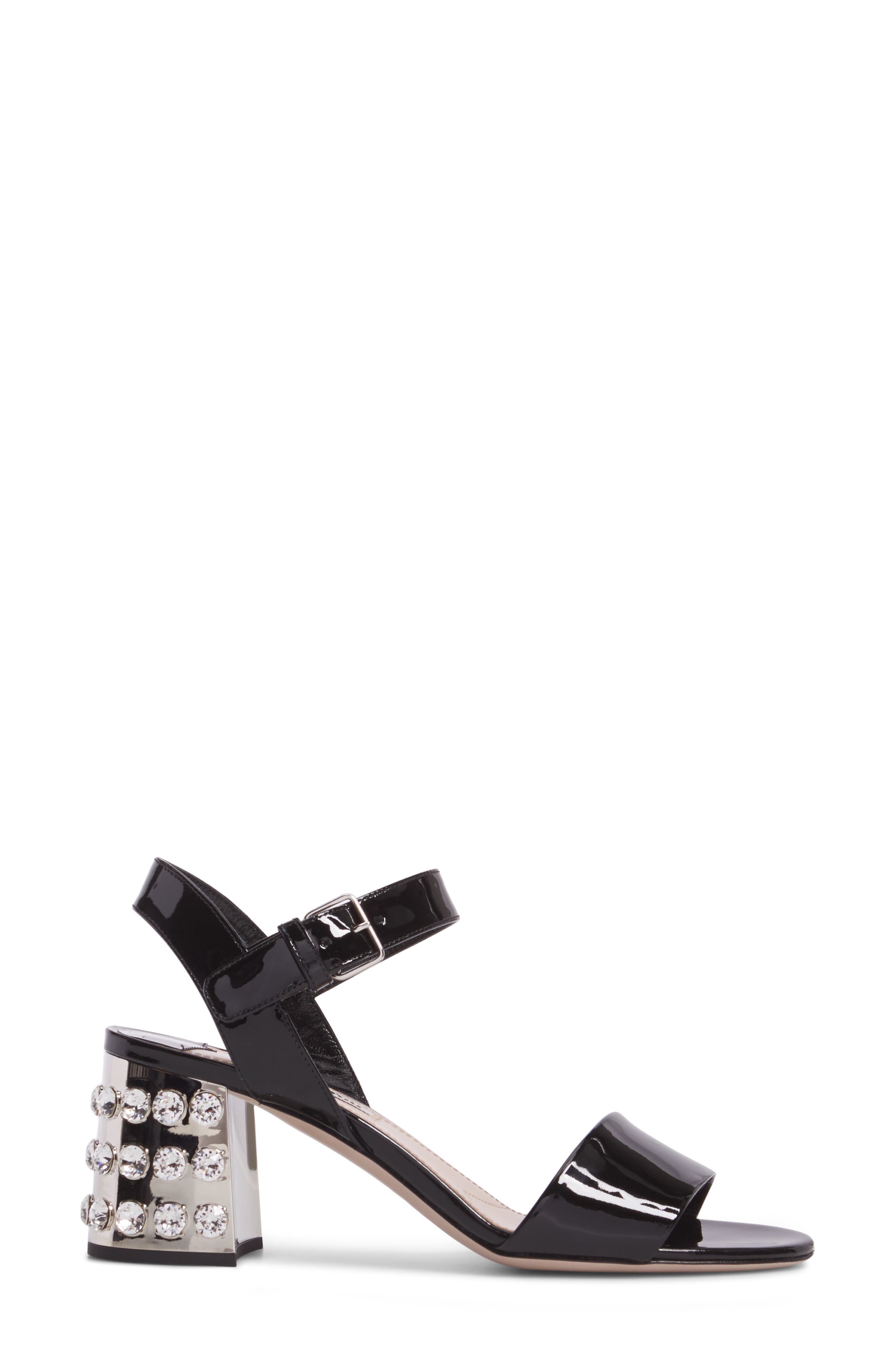 Miu Miu Crystal Embellished Block Heel Sandal, Alternate, color, 