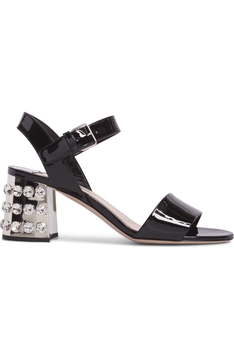Miu Miu Crystal Embellished Block Heel Sandal, Alternate, color,