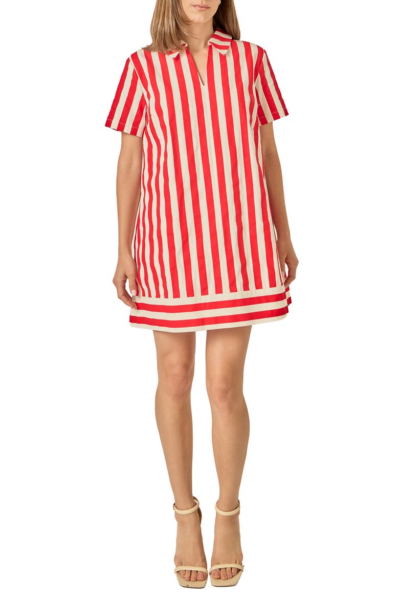 Stripe Mini Shirtdress, Main, color, RED STRIPE