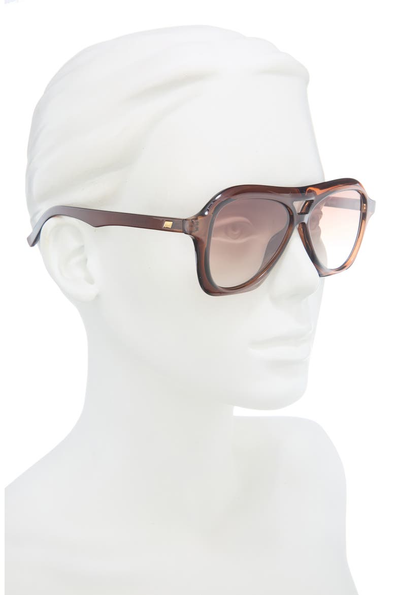 Gender Inclusive Drizzle 56mm Gradient Aviator Sunglasses, Alternate, color, COCOA / BROWN GRAD