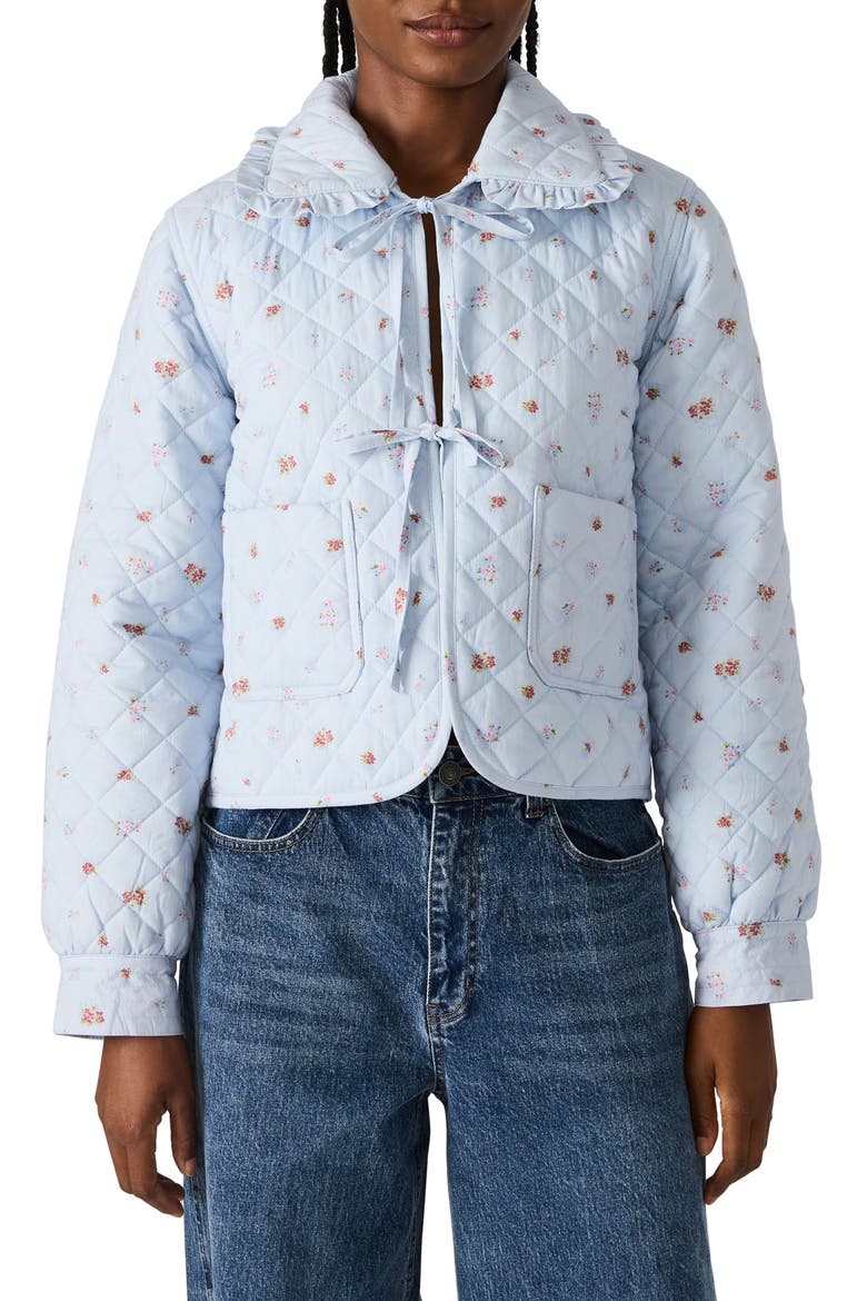 Nellie Floral Quilted Cotton Blend Jacket, Main, color, BLURRY FLORAL