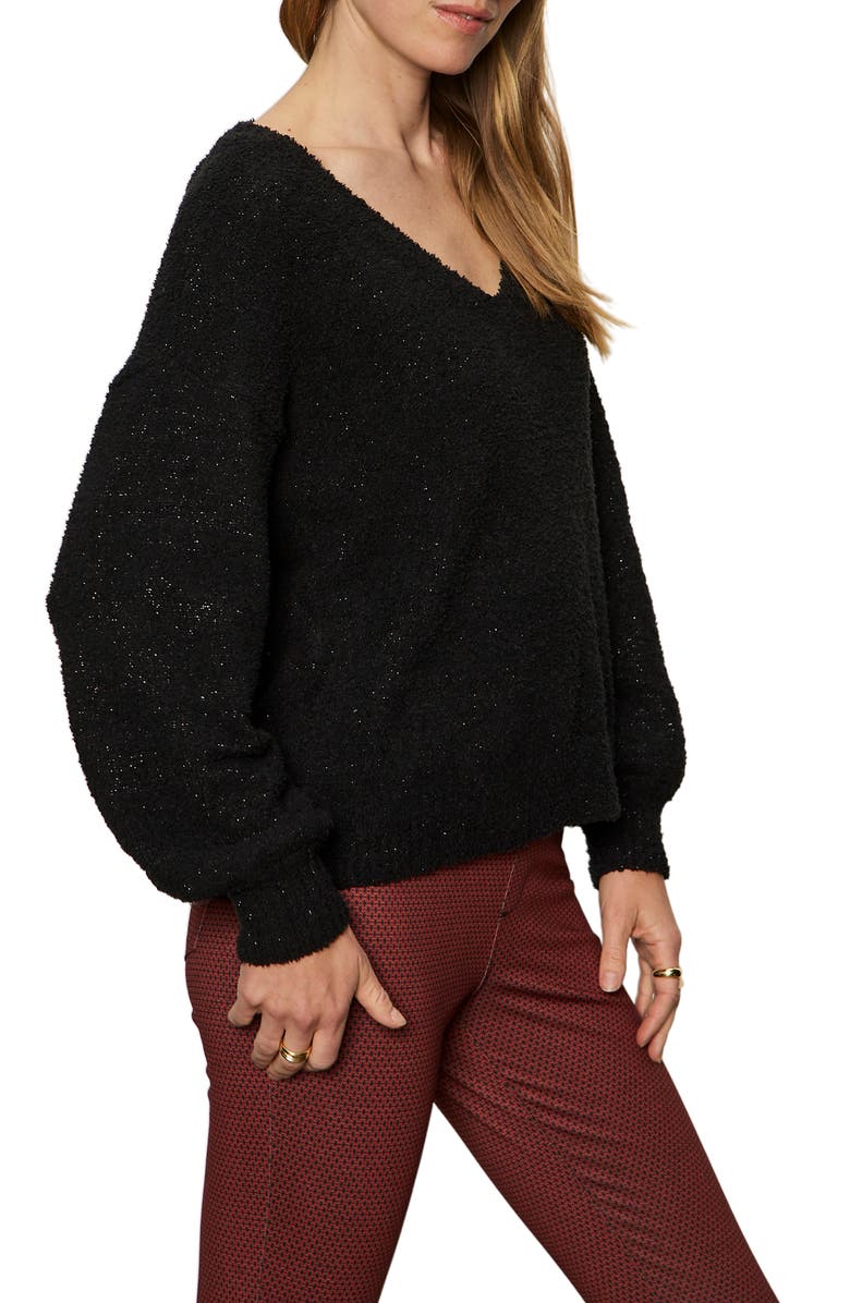 Sanctuary Teddy Shine Sweater, Alternate, color, Black