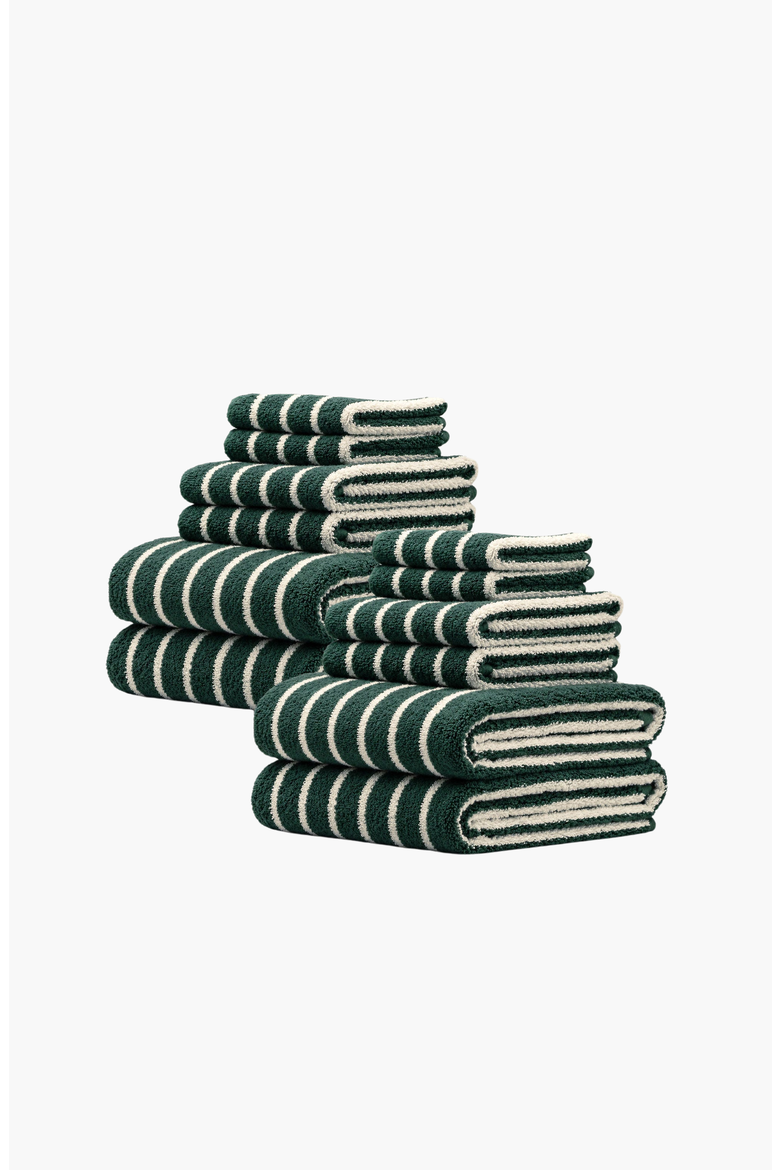 Ultraplush Australian Cotton Towel 12-piece Family Set, Alternate, color, Verdant & Ecru