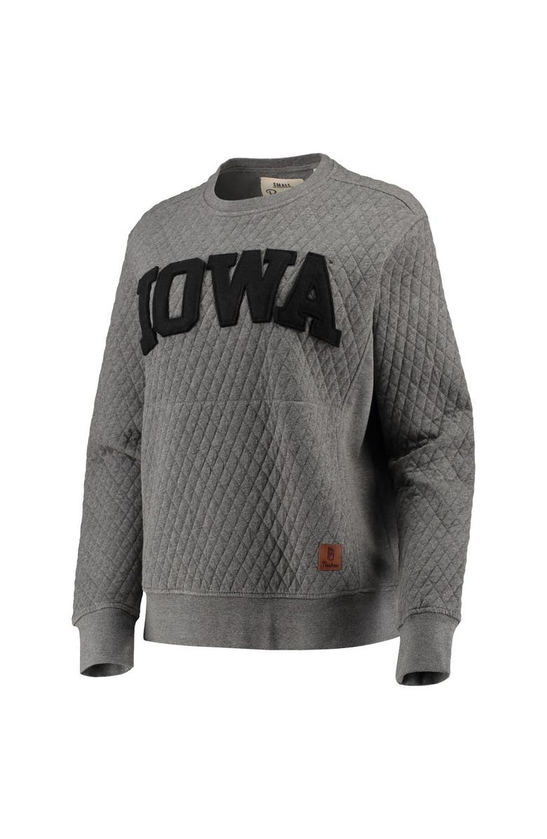 PRESSBOX Women's Pressbox Heather Charcoal Iowa Hawkeyes Moose Quilted Pullover Sweatshirt, Alternate, color, Heather Gray