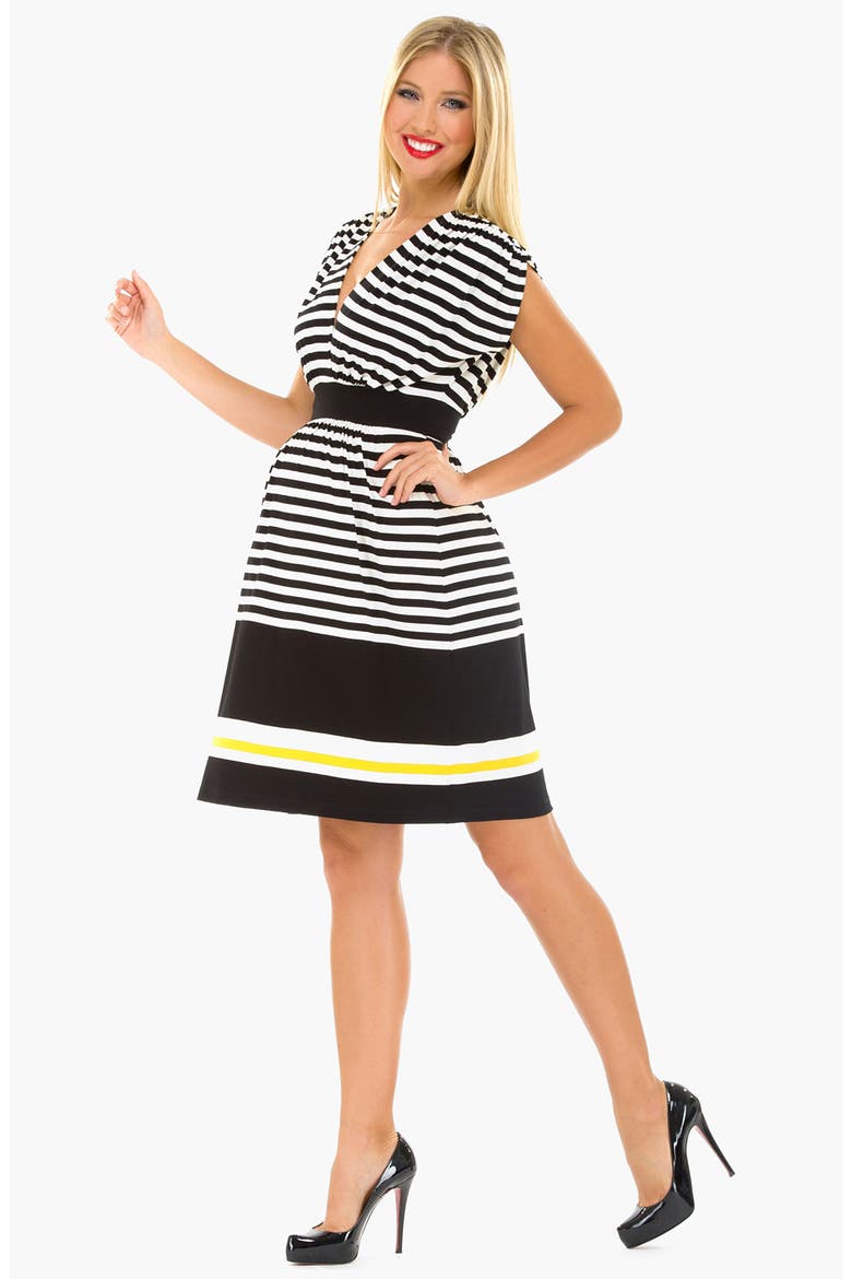Maternity Kimono Stripe Dress, Alternate, color, BLACK