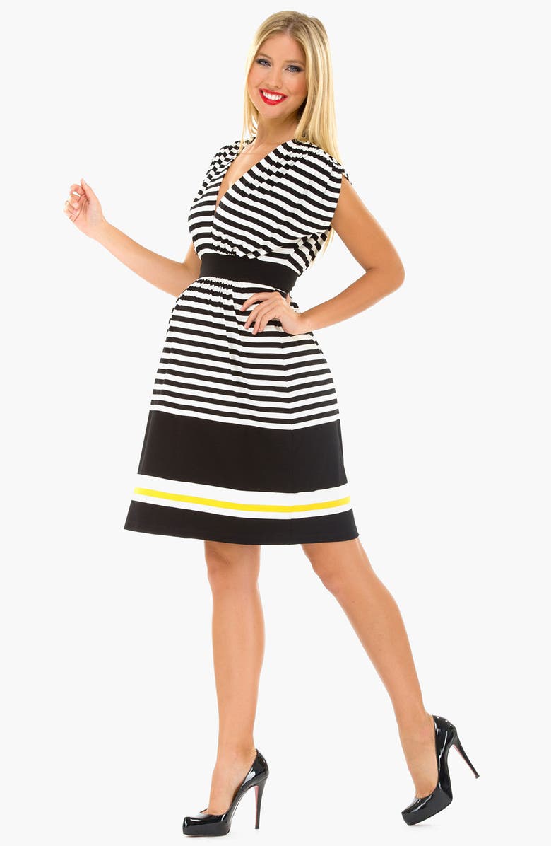 Olian Maternity Kimono Stripe Dress, Alternate, color, 