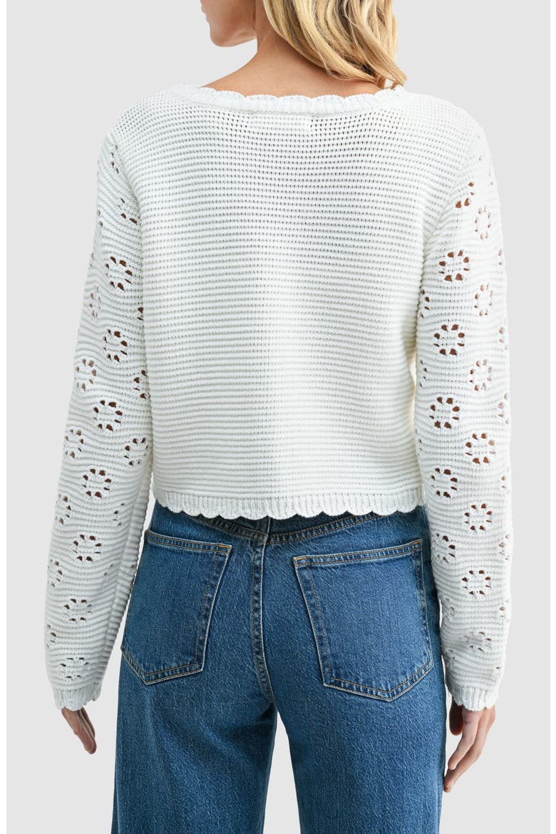 Open Stitch Cotton Blend Cardigan, Alternate, color, IVORY