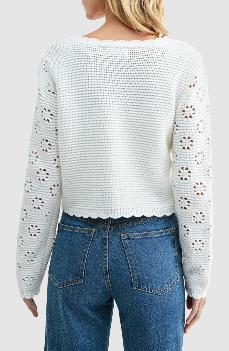 All in Favor Open Stitch Cotton Blend Cardigan, Alternate, color, Ivory