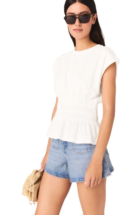 Fitted pleated T-shirt