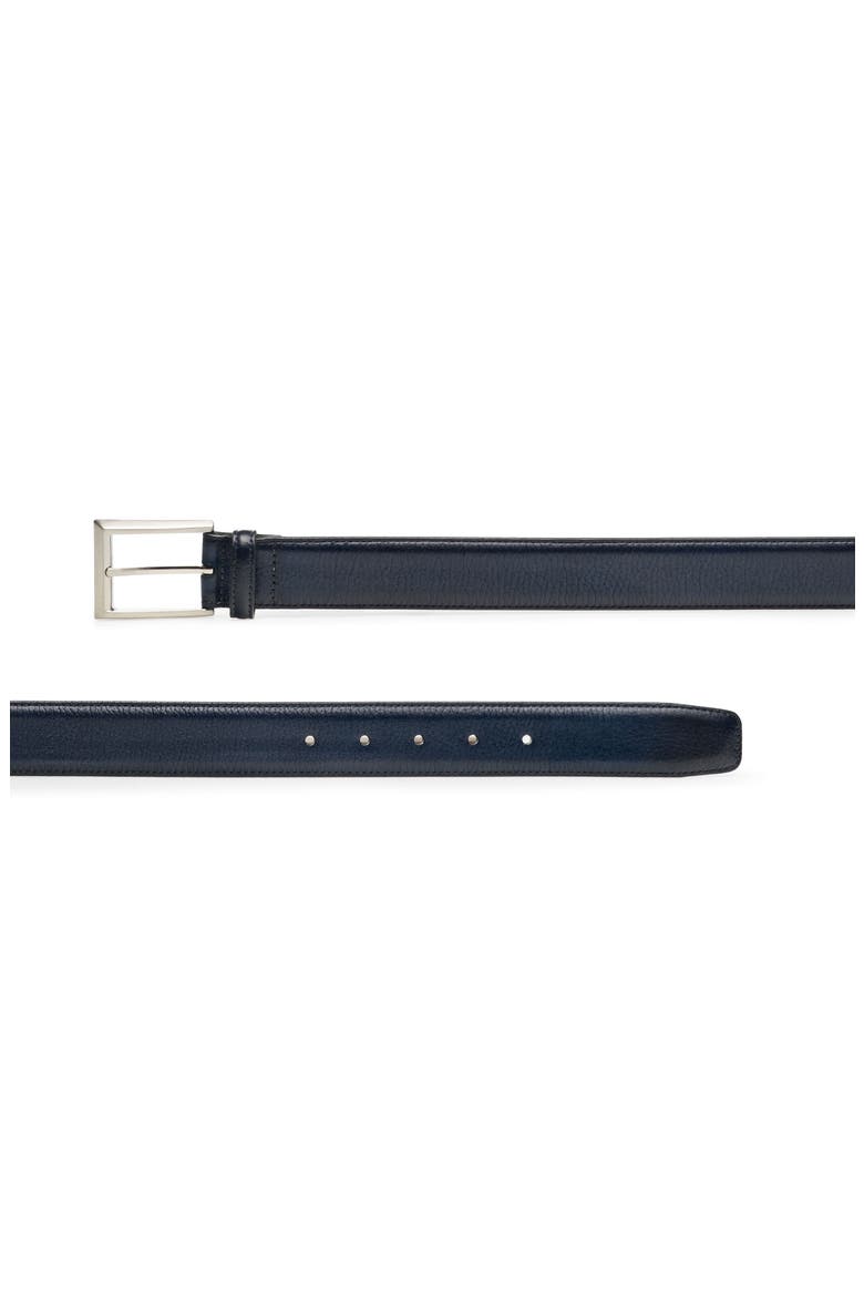 Rocas Navy Pebbled Leather Belt, Alternate, color, BLUE