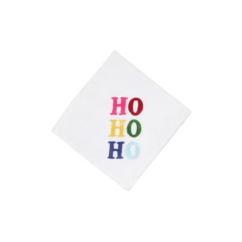 Rainbow "HO HO HO" 100% Cotton Christmas Set of 4 Cloth Napkins