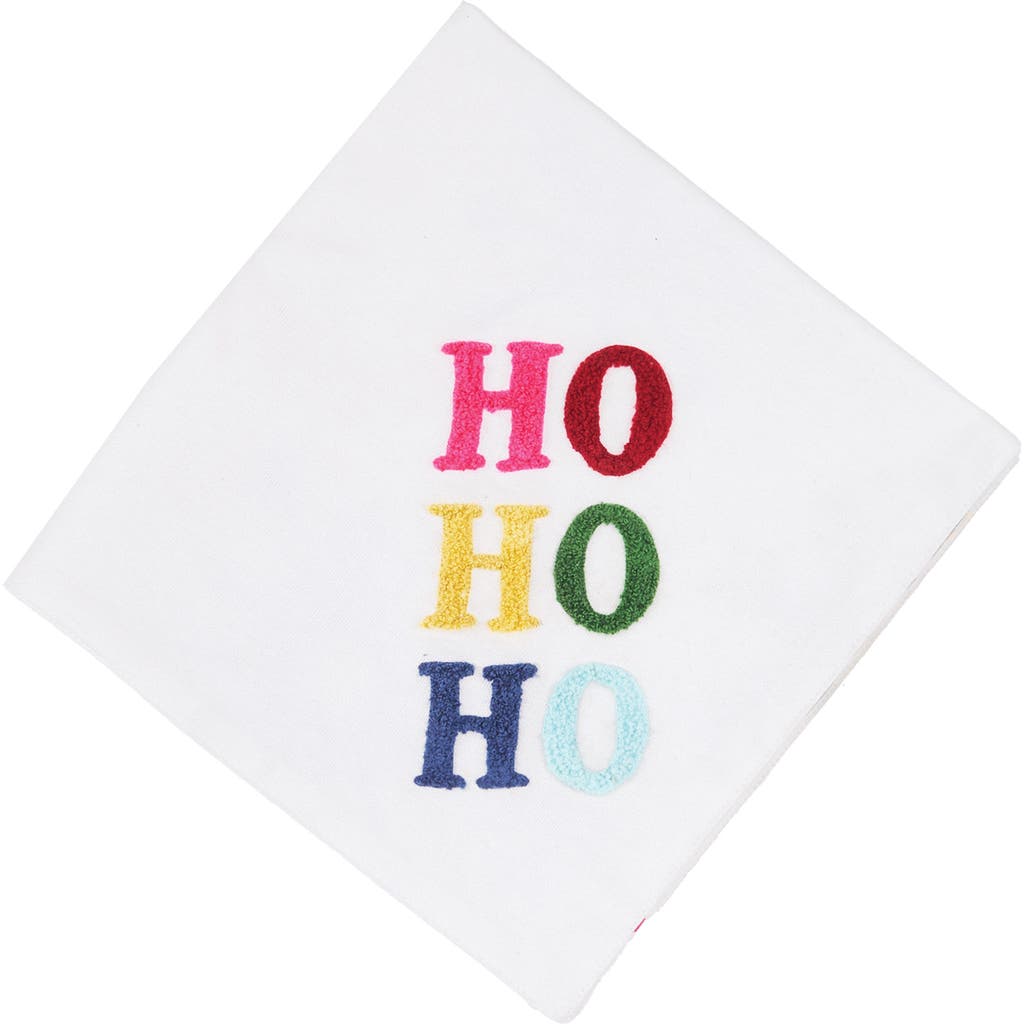 Carol & Frank Rainbow "ho Ho Ho" 100% Cotton Christmas Set Of 4 Cloth Napkins In White