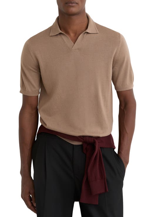 Duchie Johnny Collar Short Sleeve Wool Polo Sweater