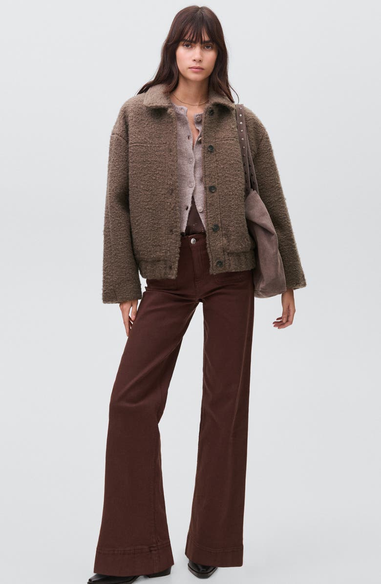 MANGO TEEN Faux Shearling Bomber Jacket, Alternate, color, Brown