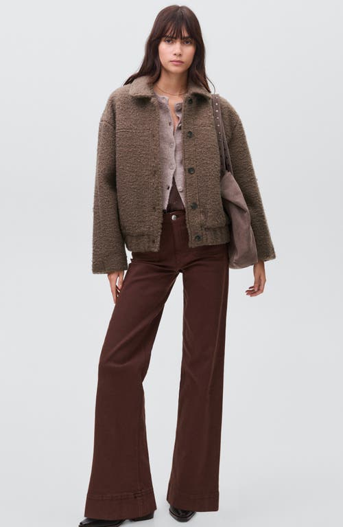 Mango Teen Faux Shearling Bomber Jacket In Brown