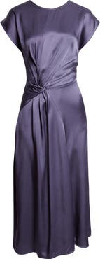 Victoria Beckham Aria Twist Waist Asymmetric Midi Dress