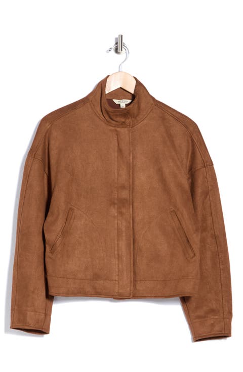 Faux Suede Full Zip Jacket