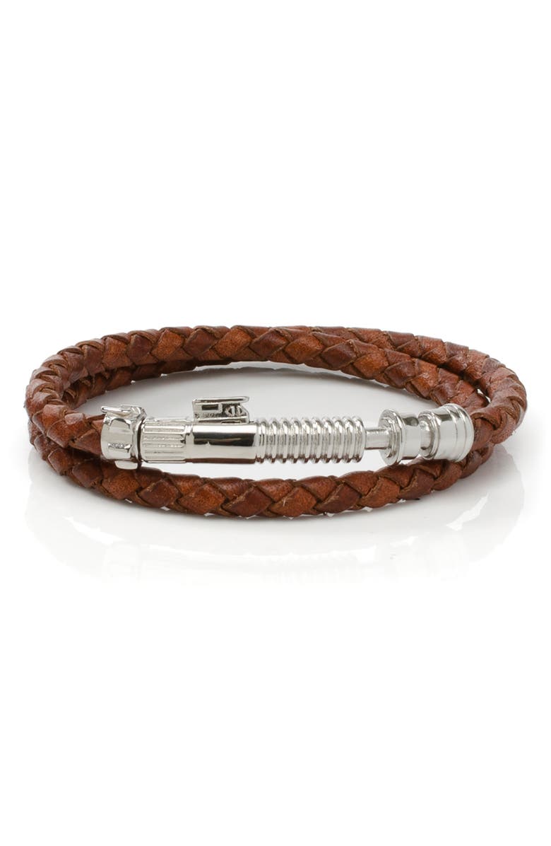 Cufflinks, Inc. Star Wars<sup>™</sup> Obi Wan Kenobi Braided Leather Lightsaber Bracelet, Main, color, Brown