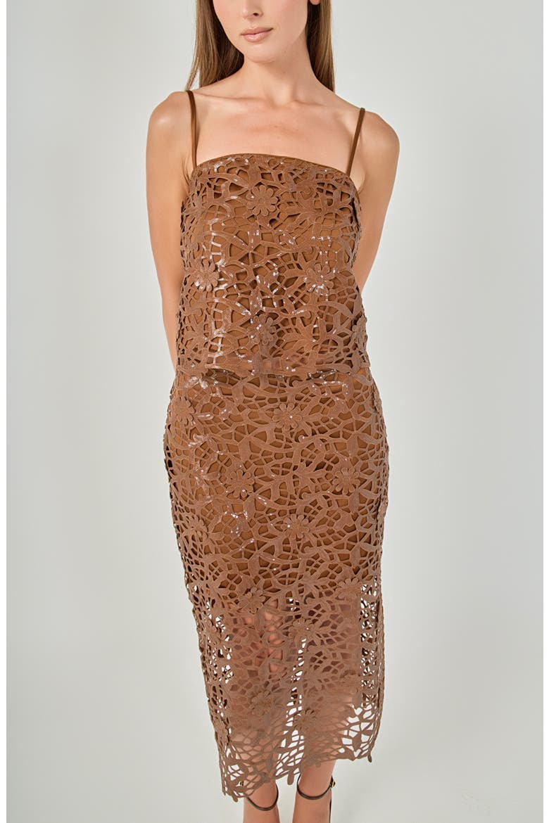 Sequin Floral Lace Cami Top, Alternate, color, DARK BROWN