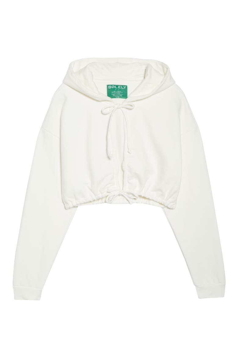 Empowered Tie Front Crop Hoodie, Alternate, color, STONE WHITE