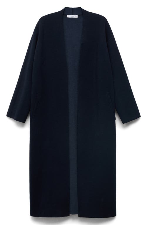 Mango Long Cardigan In Blue