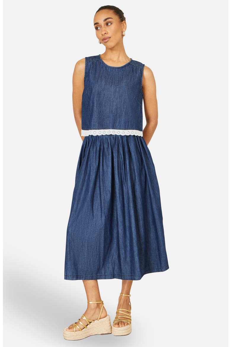 Denim Chambray Gathered Midi Skirt (Women) | Nordstrom