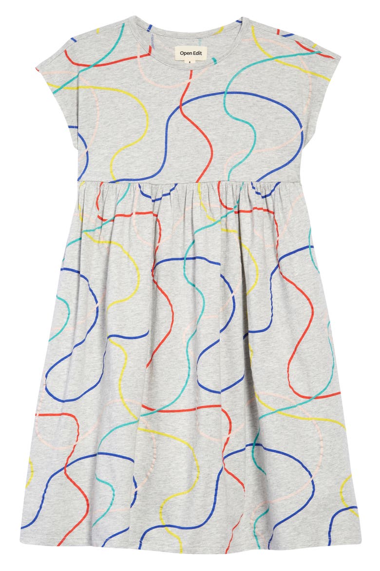 Kids' Easy Bold Dress, Main, color, GREY LT HEATHER DOODLE LINES