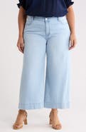 Liverpool Los Angeles Stride Embroidered High Waist Crop Wide Leg Jeans