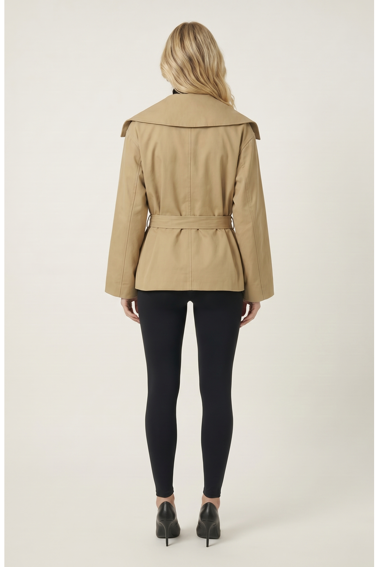 Belted Wide Lapels Wrap Jacket, Alternate, color, Tan