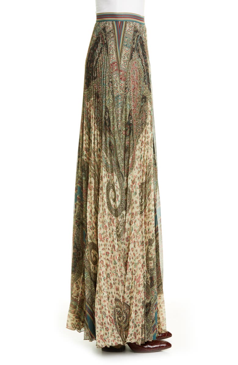 Etro Brocade Print Pleated Maxi Skirt, Alternate, color, 