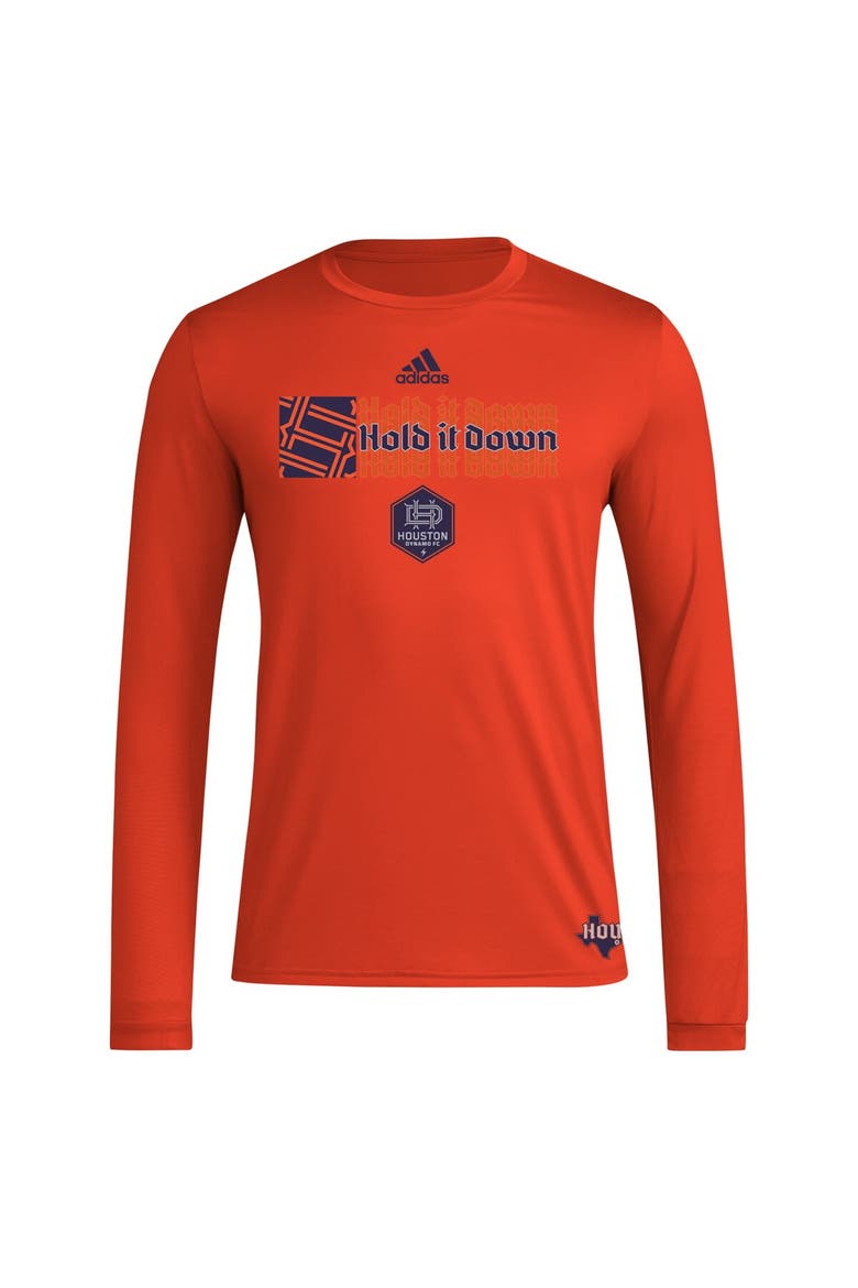 Men's adidas Orange Houston Dynamo FC 2024 Jersey Hook AEROREADY Long Sleeve T-Shirt, Alternate, color, Orange