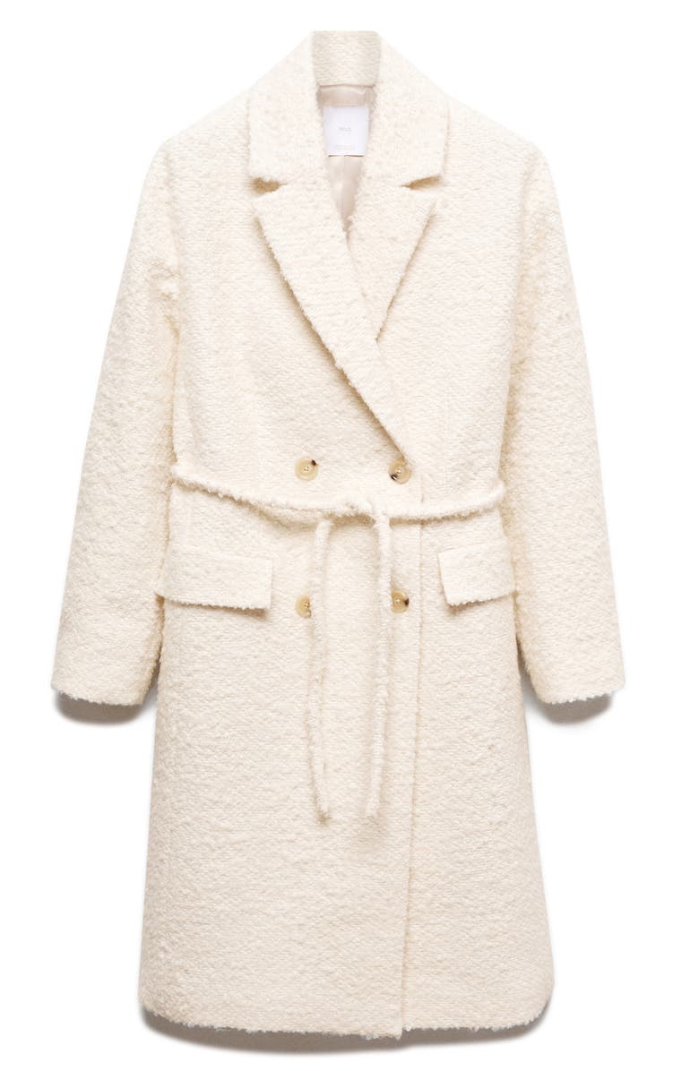 MANGO Tie Belt Bouclé Coat, Alternate, color,