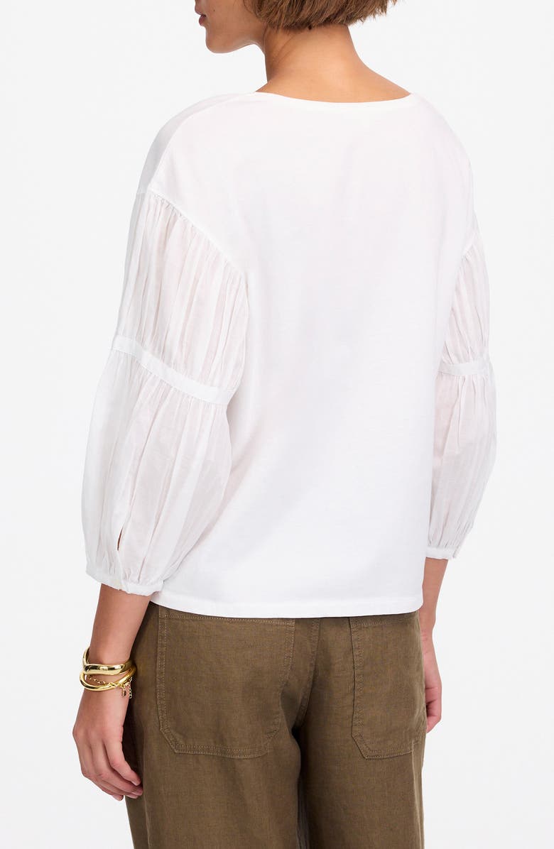 Madewell Puff Sleeve Drop Shoulder Knit Top, Alternate, color, White