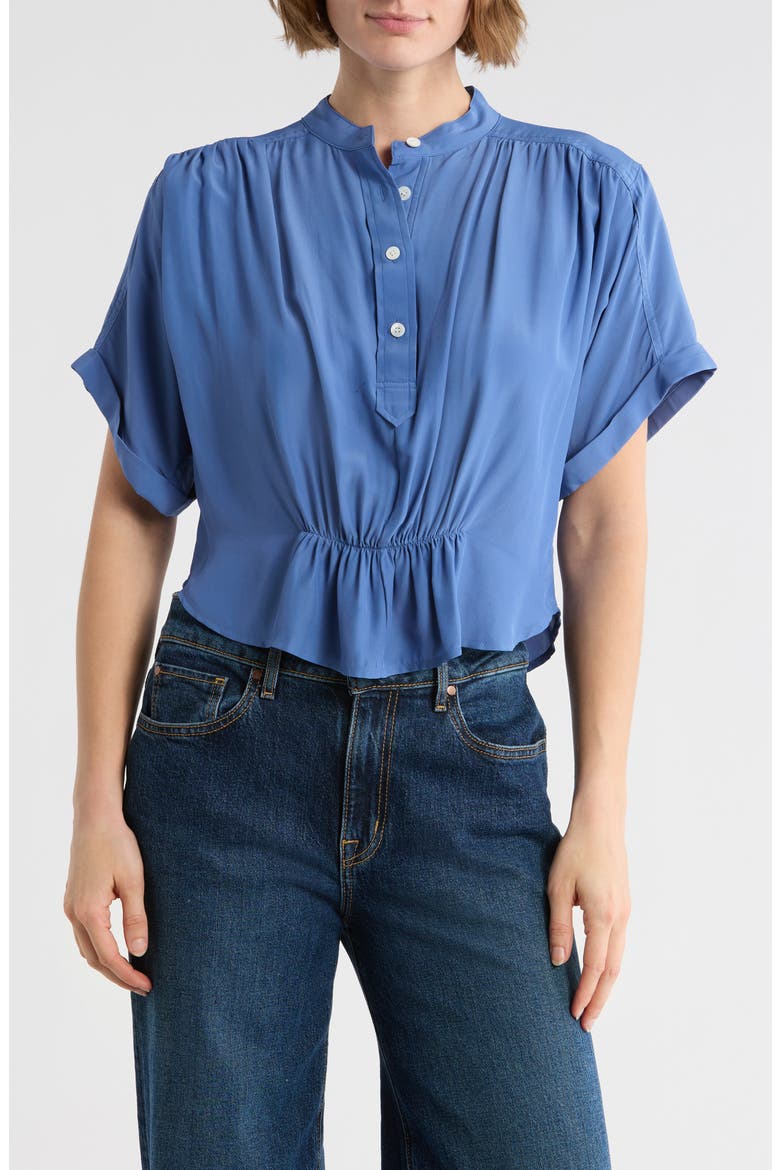 Grace Short Sleeve Peplum Top, Main, color, DELPHINIUM BLUE