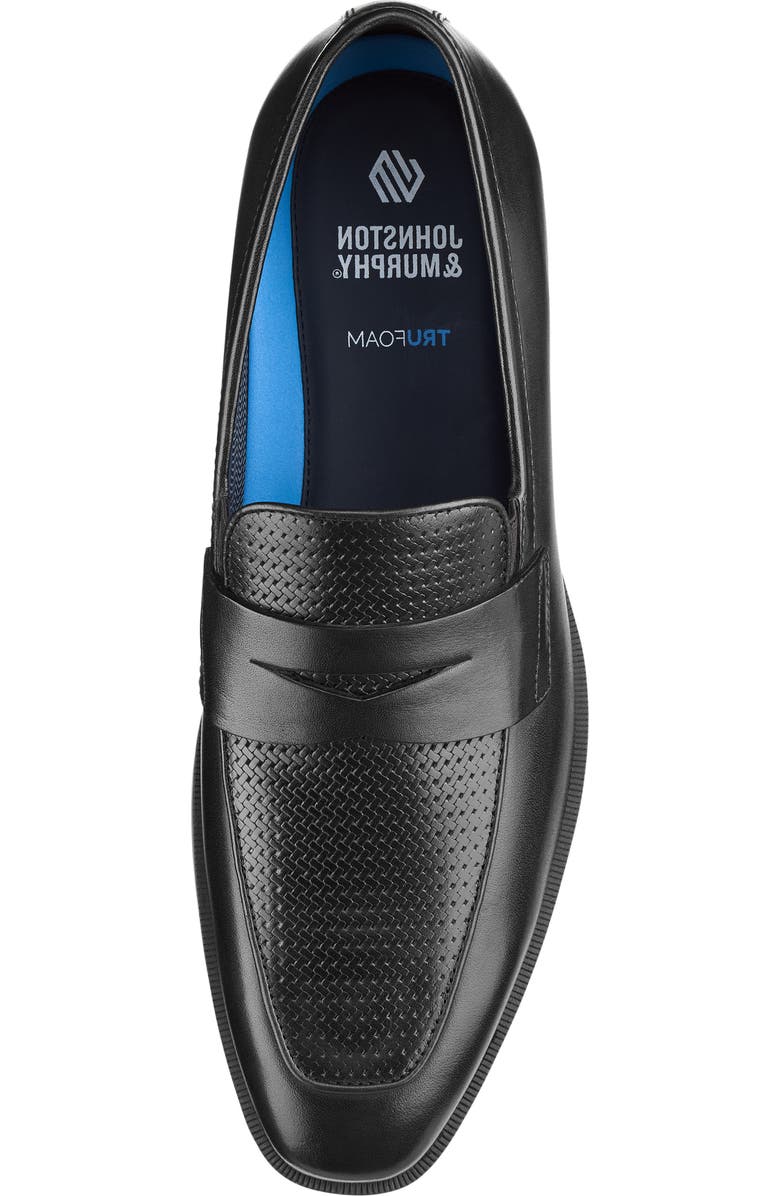 Johnston & Murphy Gibbons Embossed Penny Loafer, Alternate, color, Black Full Grain