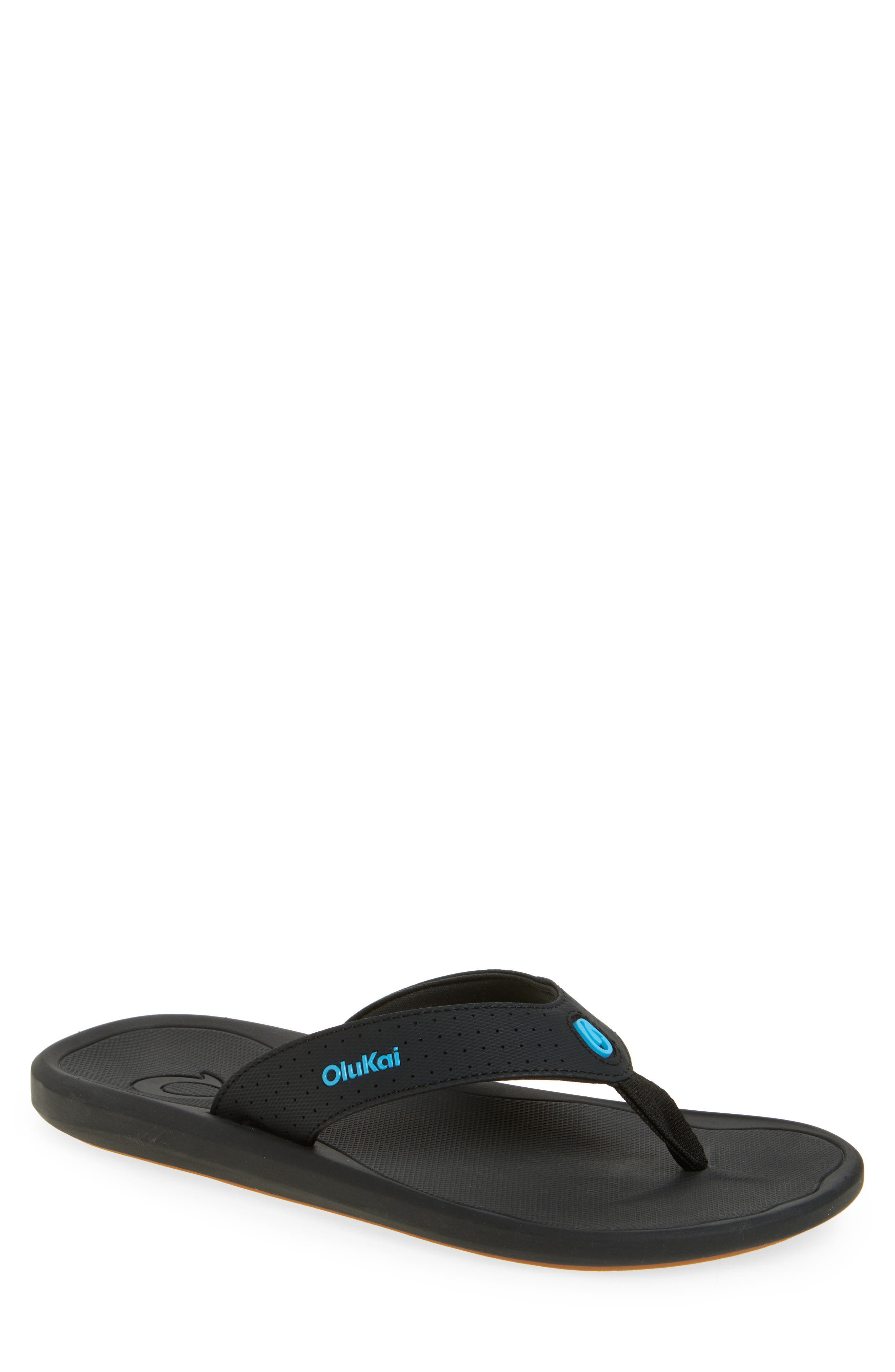OluKai Ki Flip Flop, Main, color, Lava Rock / Bold Blue