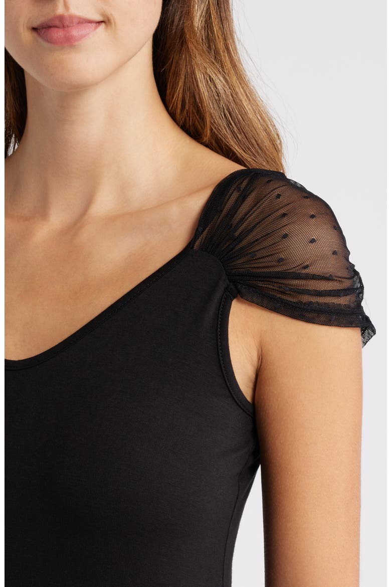 Mesh Dot Top, Alternate, color, BLACK