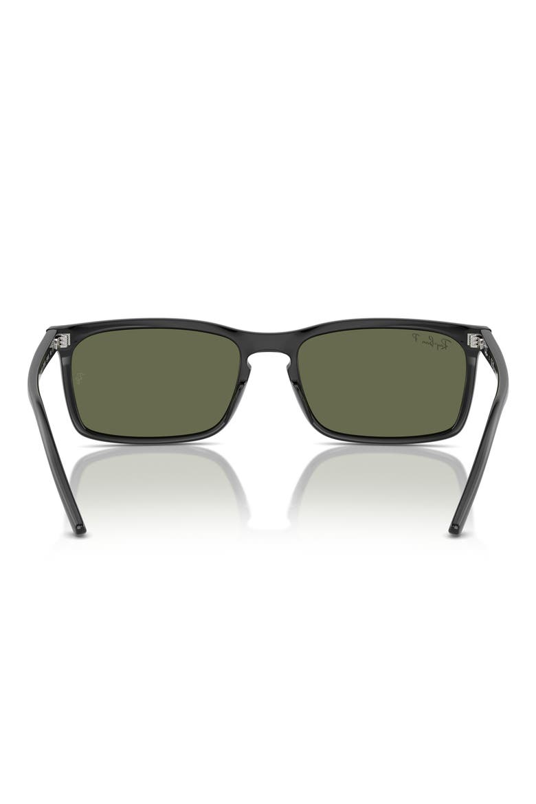 56mm Polarized Rectangular Sunglasses, Alternate, color, BLACK